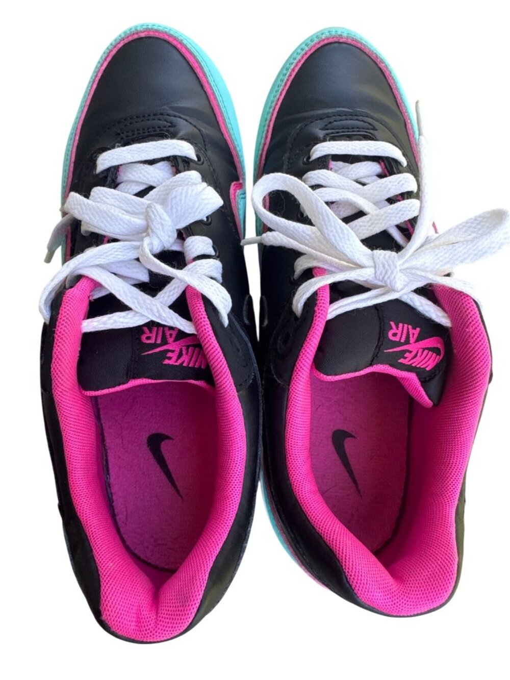Nike Air Max 1 BV0052-001 Black Pink Aqua Athletic Sneakers Youth 7Y - Picture 3 of 14